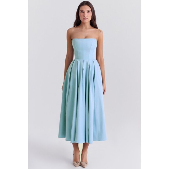 House of CB Audrey tuscan blue strapless midi sundress - XS - Picture 3 of 10